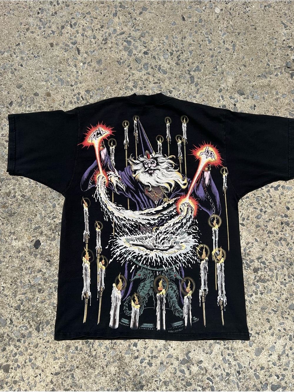 VTG 1994 Liquid Blue Wizard AOP All Over Print Shirt Sz L Made In Usa - Picture 4 of 8